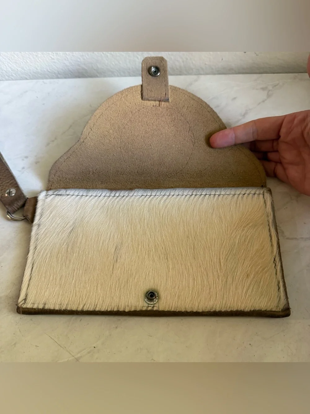 Brown and Cream VTG Cowhide Clutch